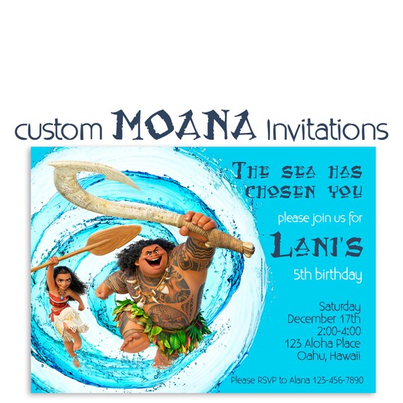 disney and background pdf layout Invitation Moana Party Princess Birthday Custom Hawaiian