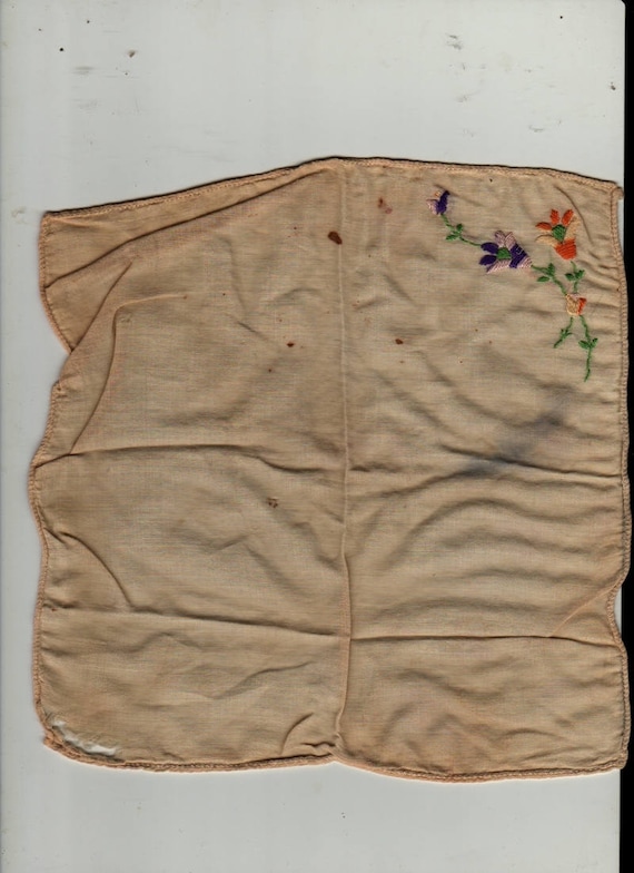 Orange and Blue Floral Handkerchief + Vintage Linens