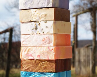 Homemade Farm Fresh Goat Milk Soap - You Choose Five Bars - Homemade Soap Sampler