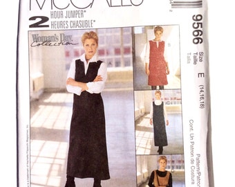 McCall's 9566, Women's Jumper Pattern, Size 14, 16, 18, Two Hour Jumper, Uncut Pattern