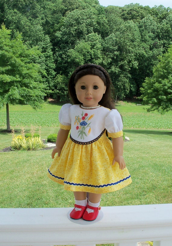 Like American Girl Doll Clothes / Farmcookies Embroidered Dress and Shoes for 18" Dolls / 18" Doll Clothes