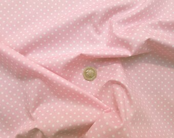 Rose & Hubble 100% Cotton Poplin Fabric - 3mm Polkadot Spot - Pale Pink - Dressmaking , Quilting, Craft Material