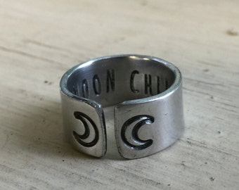Crescent Moon Ring - Silver - Moon Ring - Adjustable