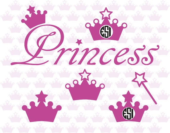 Princess svg files crown Wand Word art SVG DXF EPS