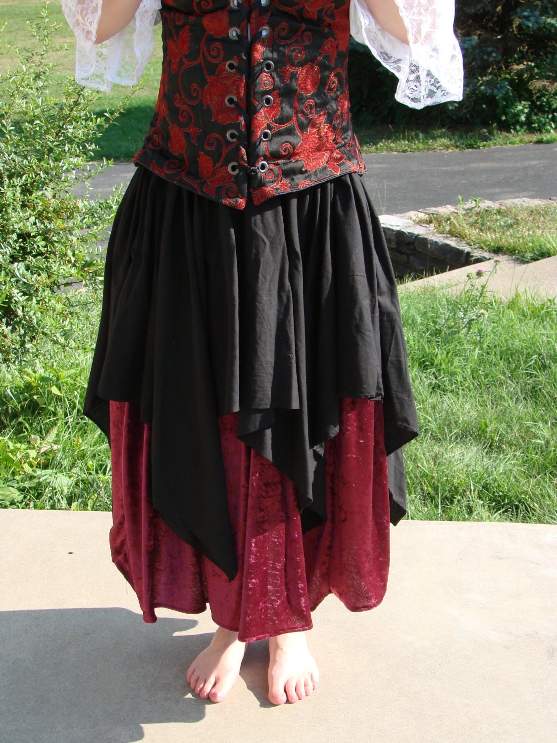 Renaissance Medieval Pirate Wench Top Petal OVER SKIRT by