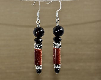 Goldstone and Jet earrings: "Sophisticate"