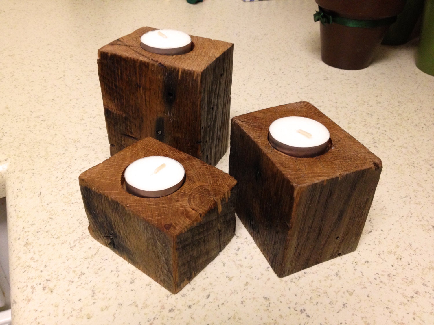 Rustic Candle Holders Sweet Pallet Block Style with Nice