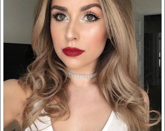 Rhinestone Choker Necklace, Rhinestone Choker, Rhinestone Necklace, Choker Necklace, Thin Choker, Diamond Choker, Silver Diamond Choker
