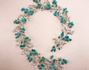 Bridal headpiece Turquoise Hair vine Turquoise jewelry Bridal hair vine hair vine jewelry hair vine wedding crystal hair vine rose quartz