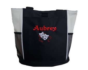 Tote Bag Personalized Theater Drama Masks Comedy Tragedy Teacher Mom Acting Cinema Cinematography Movies Film Musical Theatre