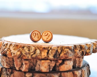 Lasercut Harry Potter 9 3/4 Baltic Birch Stud Earrings | HP Stars | HP earrings | Potter gifts