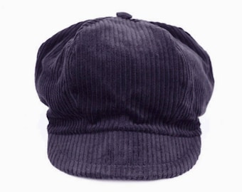 Velvet newsboy style cap ribbed gray