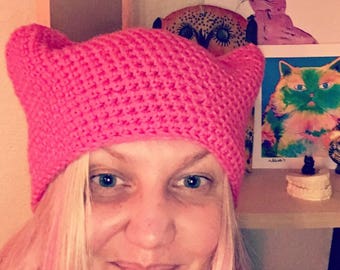 Crochet Pussy Hat, Pussy hat knit, pussy hat project