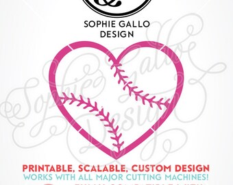 Baseball Love Heart SVG DXF PNG digital download files Silhouette Cricut vector clip art graphics Vinyl Paper Cutting Machine Screen Print