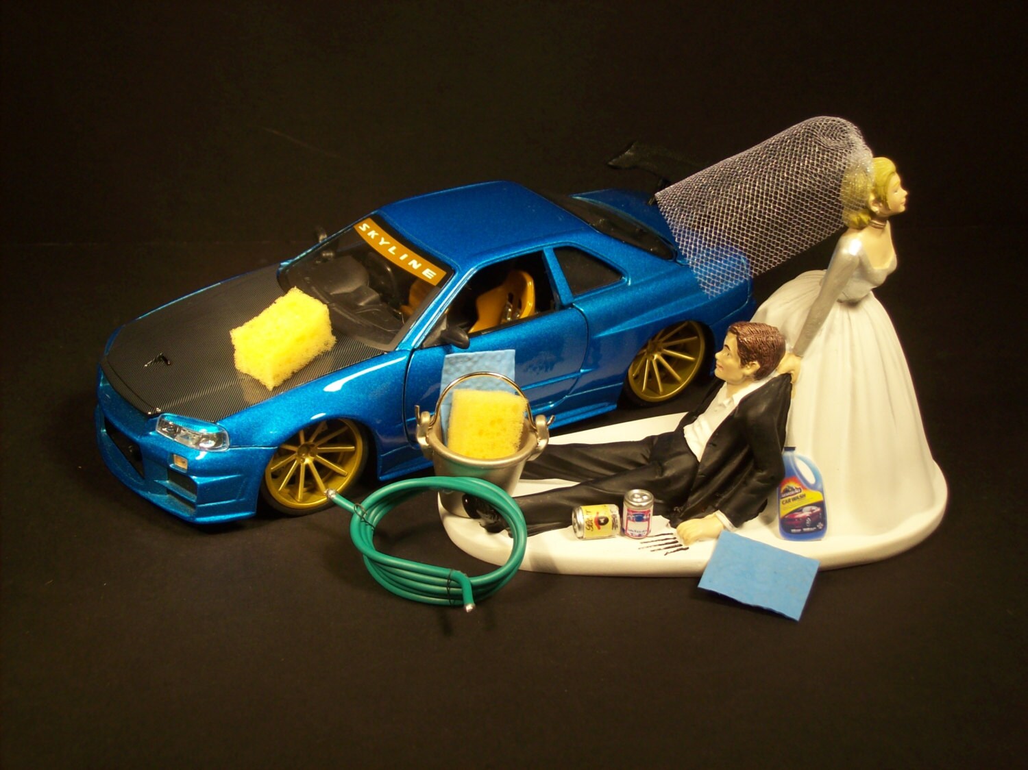 AUTO CAR Wash 2002 Nissan Skyline GTR r34 Blue w/ Wing Funny AUTO CAR Wash 2002 Nissan Skyline GTR r34 Blue w/ Wing Funny