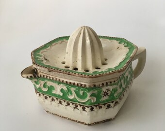 Antique Porcelain Juicer Dish Bowl with covered juicing lid - Made in Japan - Rare - Collectible - Juicing Dish - Citrus Bowl