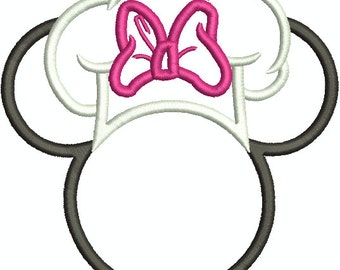 Character Inspired Chef Minnie Mouse Head, Mouse Ears, Applique, Embroidery Design Machine Embroidery Design Family Vacation, Trip 222
