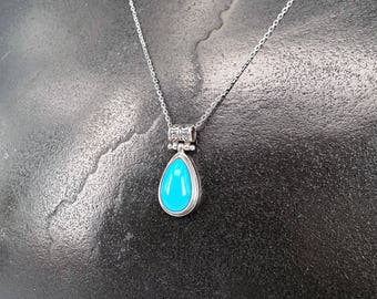 Natural Turquoise Pendant - Handmade & Silver