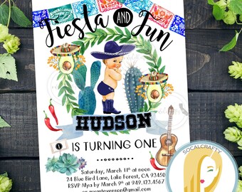Fiesta Birthday Party Invitation, Fiesta Invitation, First Birthday Party Invitation, Fiesta and Fun, DIY, Printed or Printable Invitations