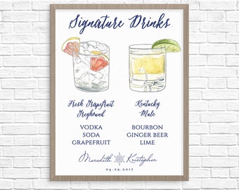 Watercolor Signature Drink Sign