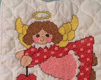 Hand Embroidered Baby Bib - Angel