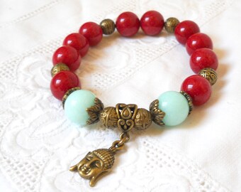 buddha bracelet stretch bracelet boho bracelet yoga bracelet bohemian bracelet gemstone bracelet gypsy bracelet pale green