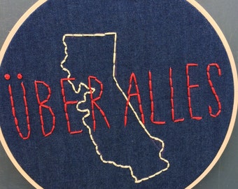 8" Hoop Art Embroidered "Uber Alles"