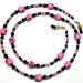 Hot Pink Skulls Halloween Black / Gold Bead Mix Eyeglass Chain