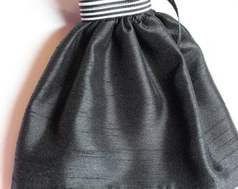 Blythe Doll Dress in Black with Striped Bodice Semi Formal