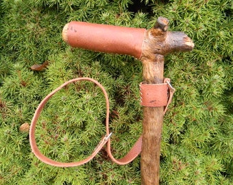 Rustic White Oak Cane with Leather Grip and Wrist Strap, walking sticks canes, walking canes, cane, walking stick, wooden cane