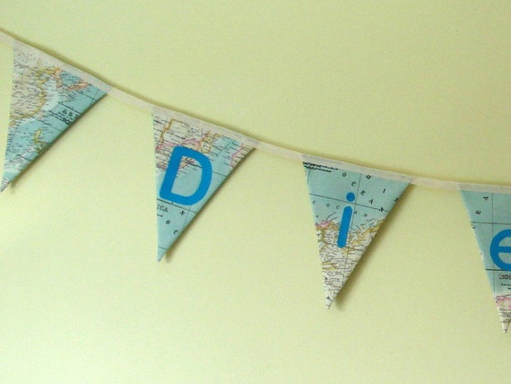 custom map bunting custom map decor world map bunting