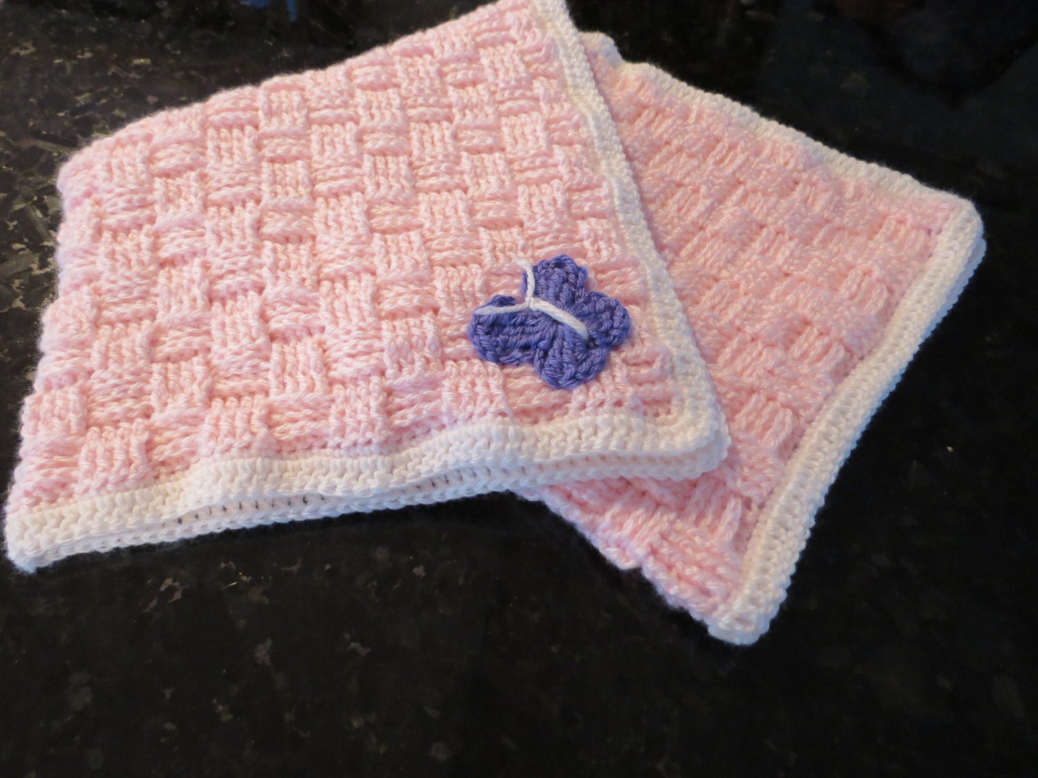 Small Basket Weave Crochet Baby Blanket 30x30 inches