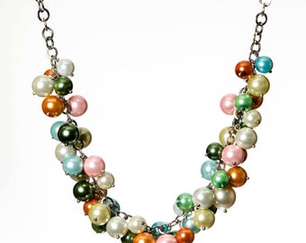 Multi Color Necklace, Chunky Necklace, Statement Necklace