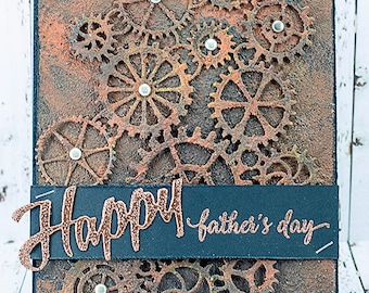Masculine Steampunk Rusted Gears Happy Father's Day Card