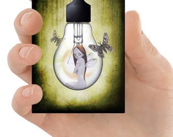 ACEO Card | Fairy ACEO Card | Fairy And Moths | Artist Trading Card | ACEO Print | Mixed Media Art | Miniature Art | Art Card | Shine