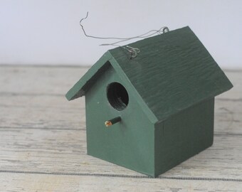 Bird House Blue Bird House Green Hand Made Wood Bird House