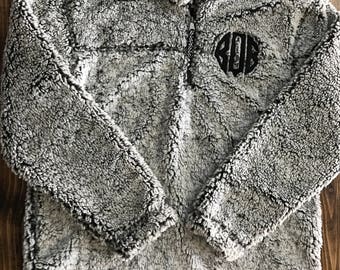 Monogram Sherpa Pullover - Unisex Quarter Zip Sherpa Pullover - Monogram Sweater - Monogrammed Sherpa