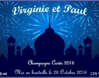 Reserved for FairePartEtTralala only - for wedding - 1001 nights champagne bottle label