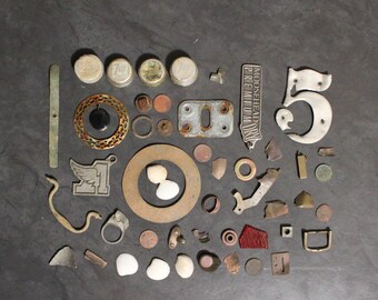 Vintage Scrap Destash for Assemblage, Found Items, Rusty Metal, Brass, Iron, Steampunk Supply, Jewelry Supply, Sculpture Supply