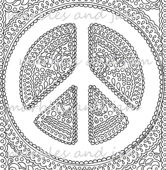 Peace Sign printable adult coloring page