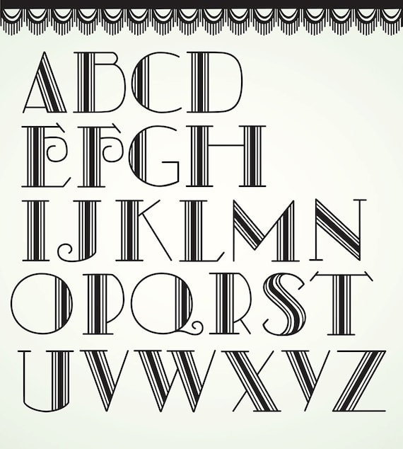 Art Deco Vector Alphabet retro letters clipart design elements