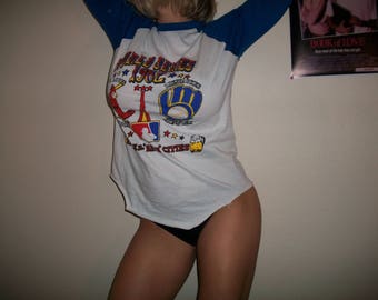 Vintage Milwaukee Brewers T tee Shirt Medium M 1982 World Series MLB Baseball Raglan Bootleg St Louis Cardinals Wisconsin Beer Yount Molitor