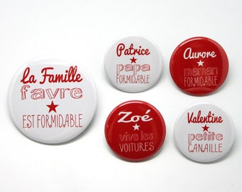 1 magnet 56 mm + 4 magnets personalized family great 37mm