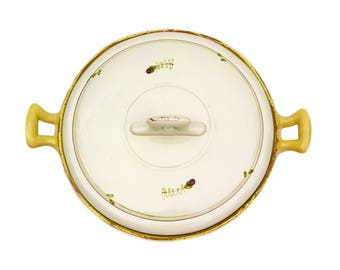 Hand Painted Italian Florentine Terracotta Covered Saute Pan or Casserole