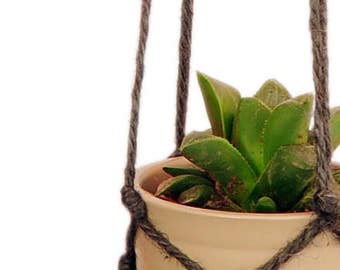 Handmade Spiral Macrame Miniature Plant Pot Hanger / Hanging Planter / Pot Holder / Knotted Plant Hanger / Macrame Plant Holder / Home Decor