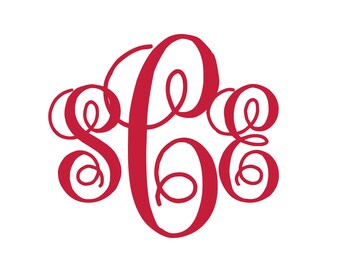 BOGO Script Monogram Vinyl Decal - 1 Color - Choose from 14 colors in various sizes and fonts