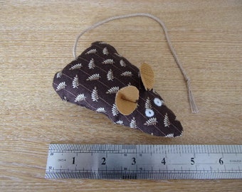 Catnip Mouse/ Mice Cat Toy Brown Leaf Print Handmade