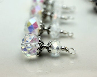 Vintge Style Clear AB Rondelle Crystal with Clear Rondelle Crystals Bead Earring Dangle Charm Drop Set Pendant