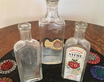 Vintage Glass Bottles set of three
