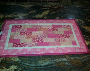 Clearance quilted table runner, patchwork table runner, quilted table topper, quilted table decor, mini quilt, quilted candle mat